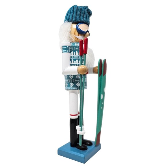 Skier Nutcracker Vintage Look 14", Winter Sports Nutcracker - Picture 3 of 4